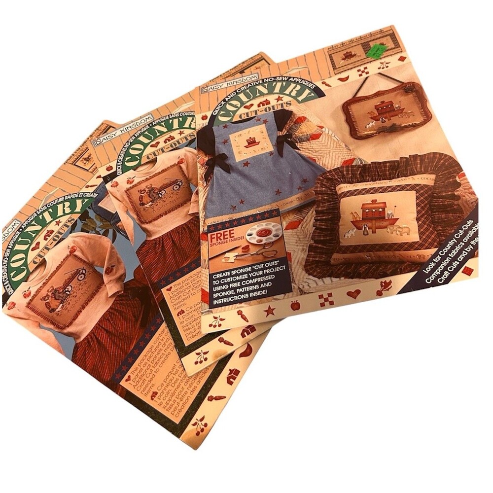 3 Daisy Kingdom Country Cut-Outs Appliques Fabric panels Bears Noah’s Ark